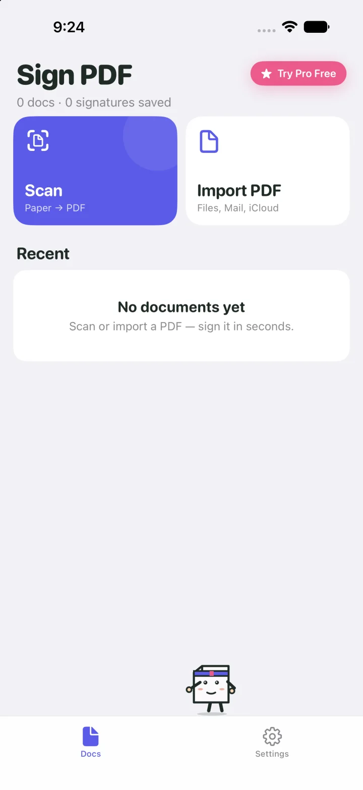 Интерфейс проекта «Подпись PDF»