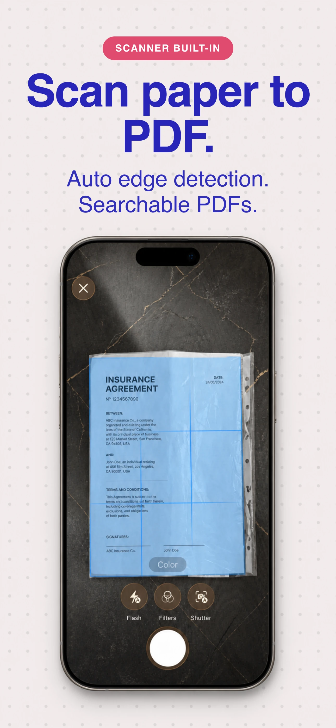 Сканирование бумажного документа в PDF на iPhone